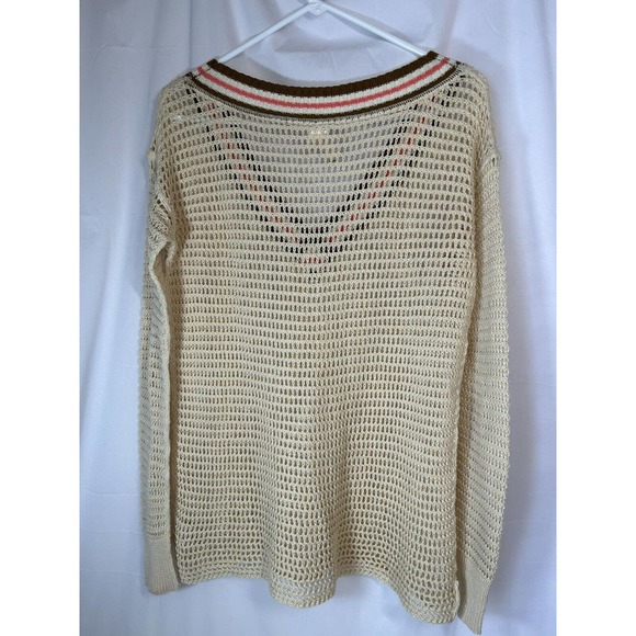We the Free Sweater cream petite small Long Sleeve Loose Knit BoHo Free People - Picture 4 of 5